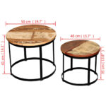 Table basse 2 pcs Bois récupéré massif Rond 40 cm / 50 cm – Image 6