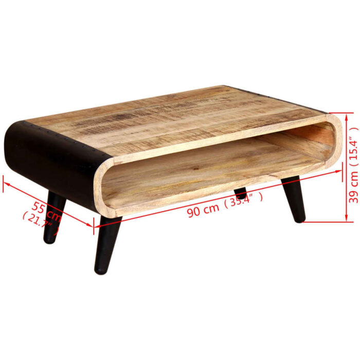 Table basse Bois de manguier brut 90x55x39 cm – Image 7
