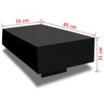 Table basse Haute brillance Noir – Image 2