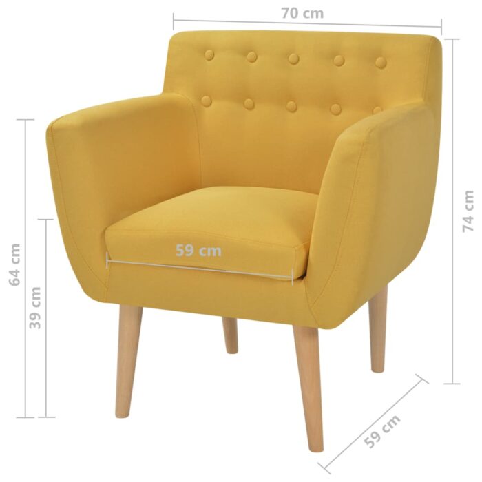 Fauteuil jaune tissu – Image 4
