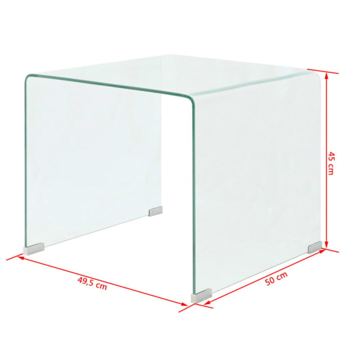 Table basse 49,5 x 50 x 45 cm Verre trempé Transparent – Image 5