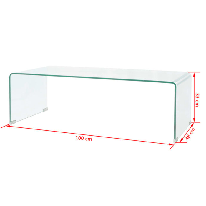 Table basse 98x45x30 cm Verre trempé Transparent – Image 5
