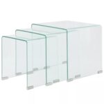 Ensemble de tables gigognes 3 Pièces Verre trempé Transparent