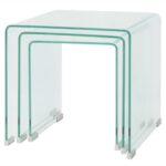 Ensemble de tables gigognes 3 Pièces Verre trempé Transparent – Image 2