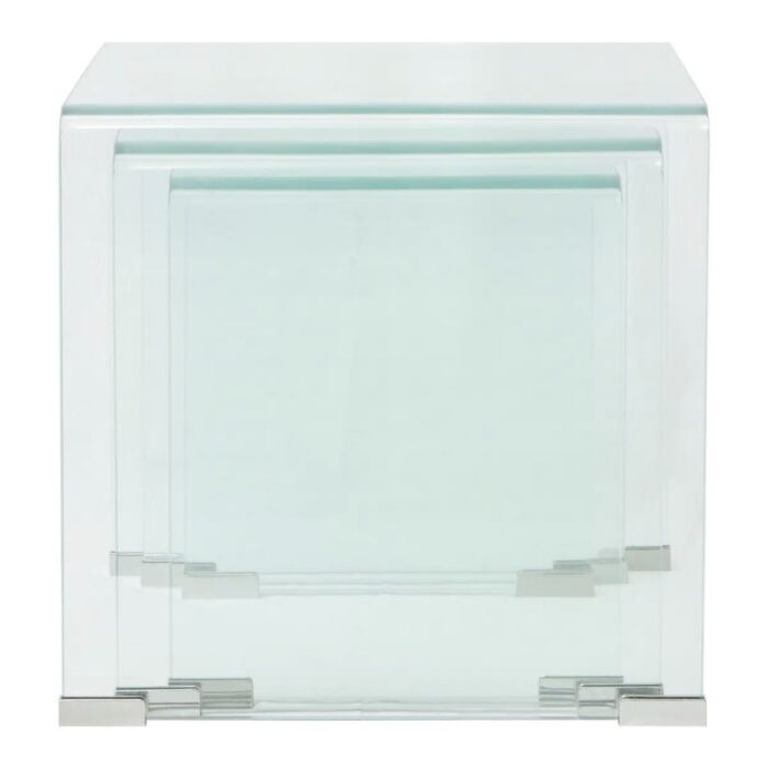Ensemble de tables gigognes 3 Pièces Verre trempé Transparent – Image 4