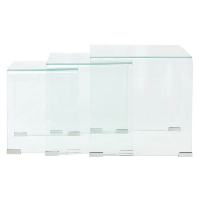 Ensemble de tables gigognes 3 Pièces Verre trempé Transparent – Image 5