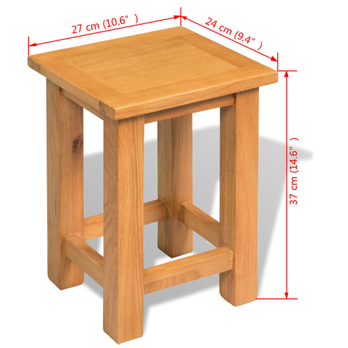 Table d'appoint 27 x 24 x 37 cm Bois de chêne massif – Image 4