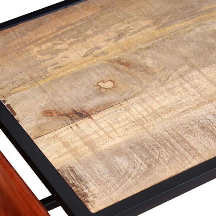 Table basse avec porte-revues Cuir véritable 110x50x45 cm – Image 6