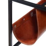 Table basse avec porte-revues Cuir véritable 110x50x45 cm – Image 7