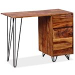 Bureau avec 1 tiroir et 1 armoire Bois massif – Image 11