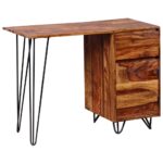 Bureau avec 1 tiroir et 1 armoire Bois massif – Image 12