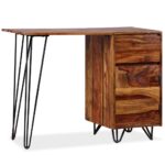 Bureau avec 1 tiroir et 1 armoire Bois massif – Image 9