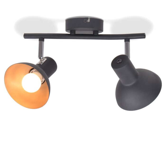 Plafonnier pour 2 ampoules E27 Noir et doré – Image 1