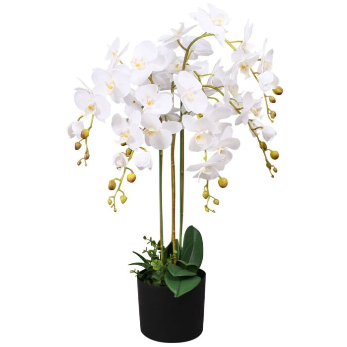 Plante artificielle avec pot Orchidée 75 cm Blanc – Image 1