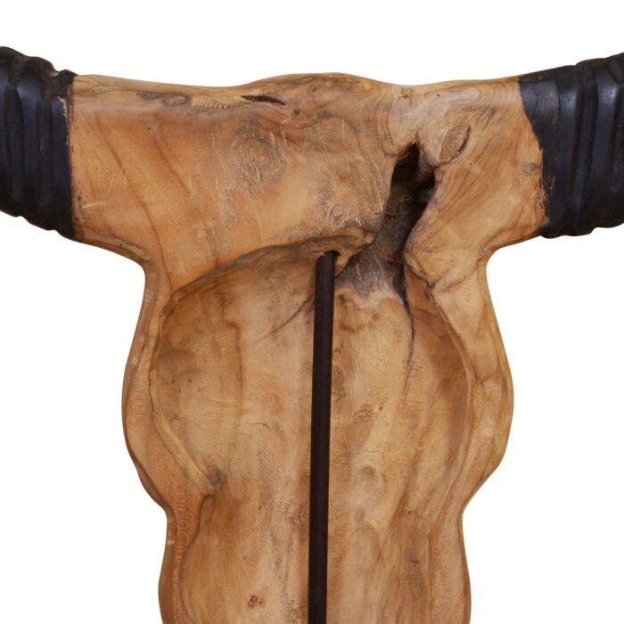 Sculpture de crâne de taureau teck 66x15x88 cm – Image 7
