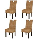 Chaises à manger lot de 4 rotin Kubu bois de manguier