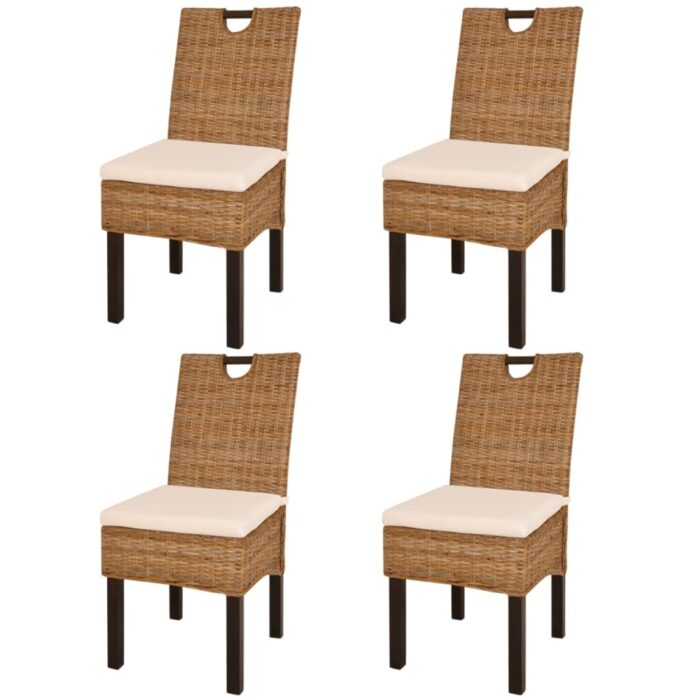 Chaises à manger lot de 4 rotin Kubu bois de manguier – Image 1