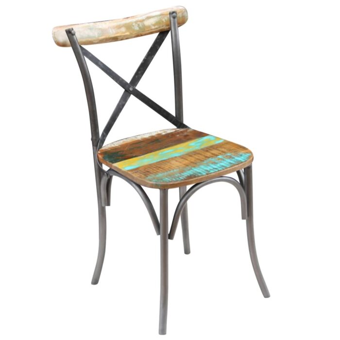Chaises à manger lot de 4 bois de récupération solide – Image 3