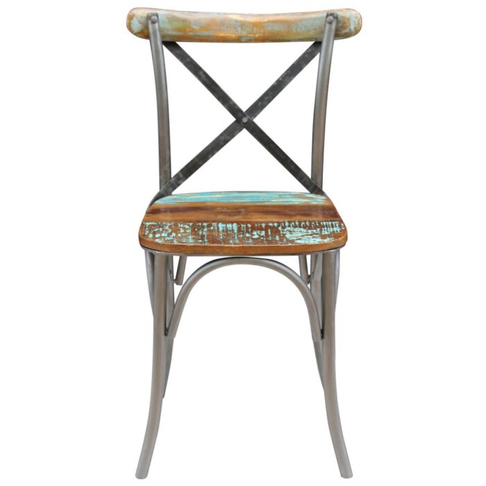 Chaises à manger lot de 4 bois de récupération solide – Image 7