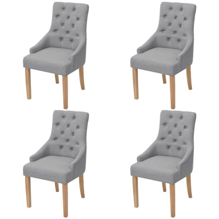 Chaises à manger lot de 4 gris clair tissu – Image 1