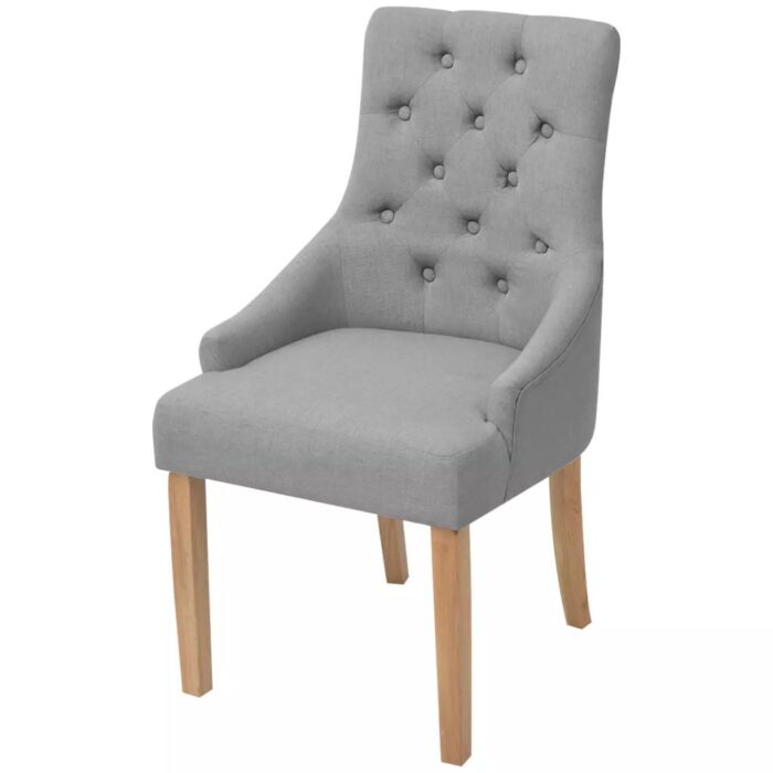 Chaises à manger lot de 4 gris clair tissu – Image 2