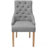 Chaises à manger lot de 4 gris clair tissu – Image 3