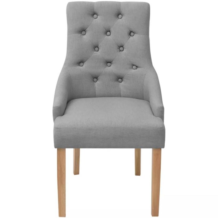 Chaises à manger lot de 4 gris clair tissu – Image 3