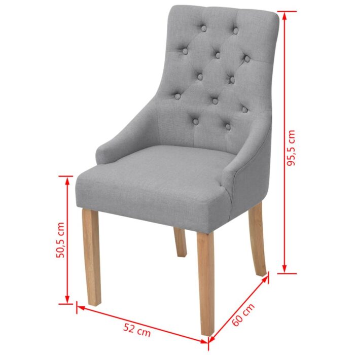 Chaises à manger lot de 4 gris clair tissu – Image 5