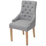 Chaises à manger lot de 6 gris clair tissu – Image 2