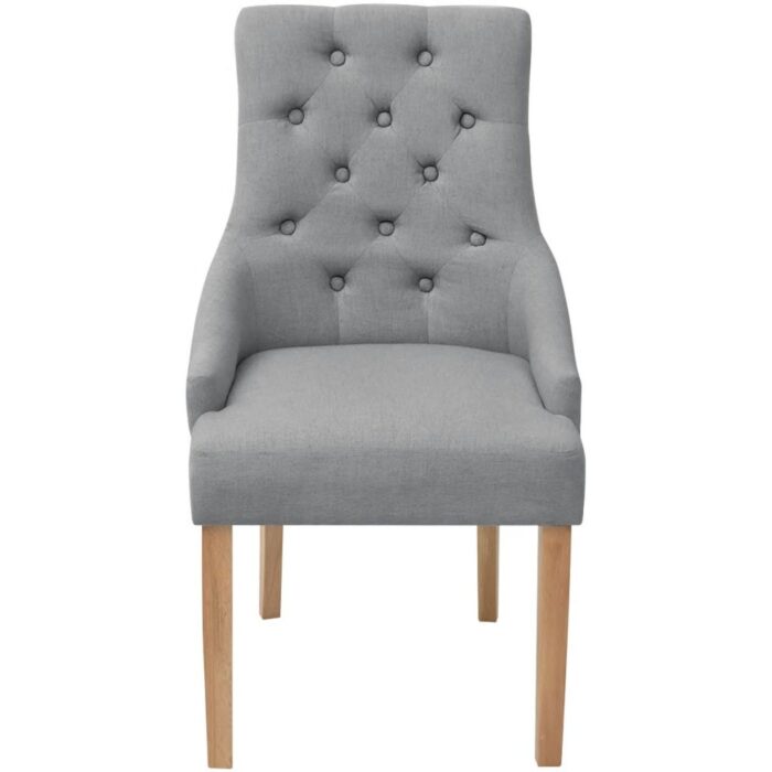 Chaises à manger lot de 6 gris clair tissu – Image 3