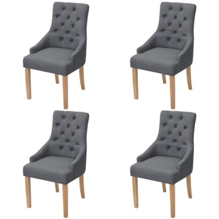 Chaises à manger lot de 4 gris foncé tissu
