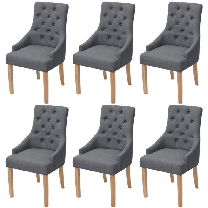 Chaises à manger lot de 6 gris foncé tissu – Image 1