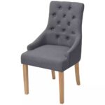 Chaises à manger lot de 6 gris foncé tissu – Image 2