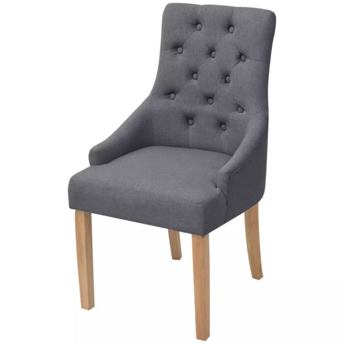 Chaises à manger lot de 6 gris foncé tissu – Image 2