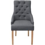 Chaises à manger lot de 6 gris foncé tissu – Image 3