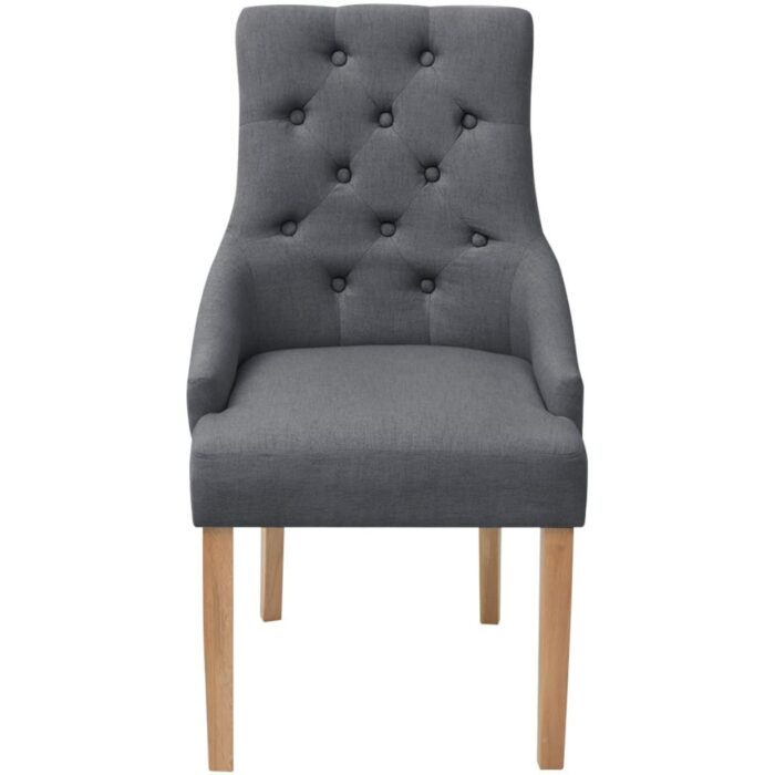 Chaises à manger lot de 6 gris foncé tissu – Image 3