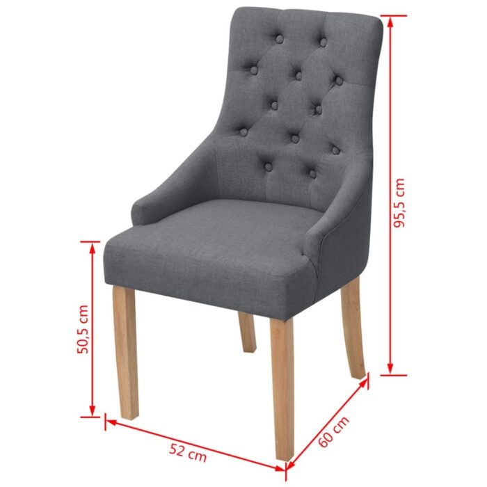 Chaises à manger lot de 6 gris foncé tissu – Image 5