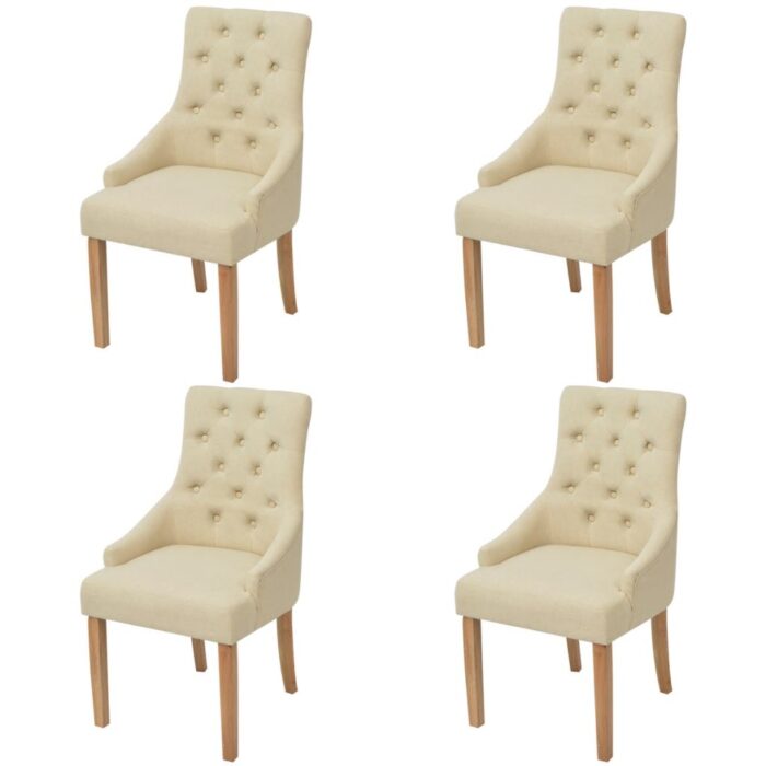 Chaises à manger lot de 4 crème tissu – Image 1