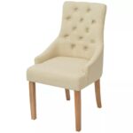Chaises à manger lot de 6 crème tissu – Image 2