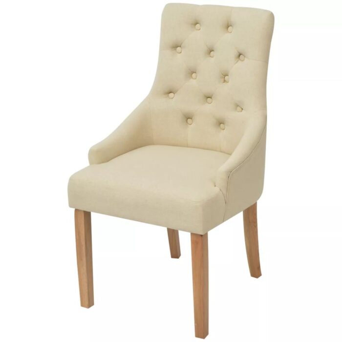 Chaises à manger lot de 6 crème tissu – Image 2