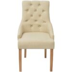 Chaises à manger lot de 6 crème tissu – Image 3