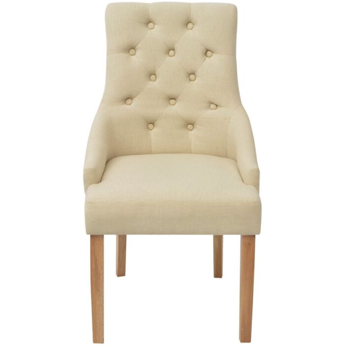Chaises à manger lot de 6 crème tissu – Image 3