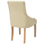 Chaises à manger lot de 6 crème tissu – Image 4
