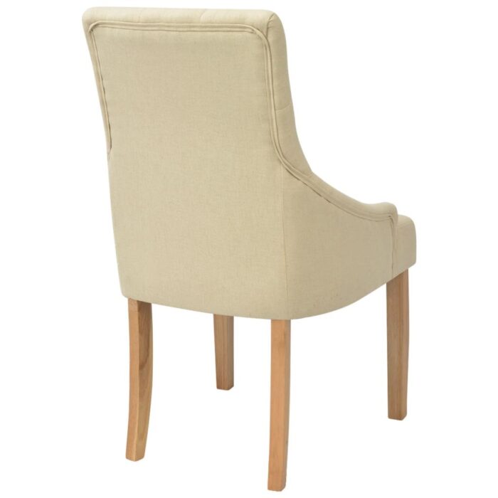 Chaises à manger lot de 6 crème tissu – Image 4