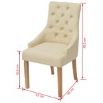 Chaises à manger lot de 6 crème tissu – Image 5