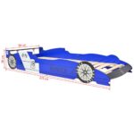 Lit voiture de course pour enfants 90 x 200 cm Bleu – Image 4