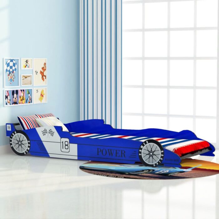 Lit voiture de course pour enfants 90 x 200 cm Bleu – Image 1