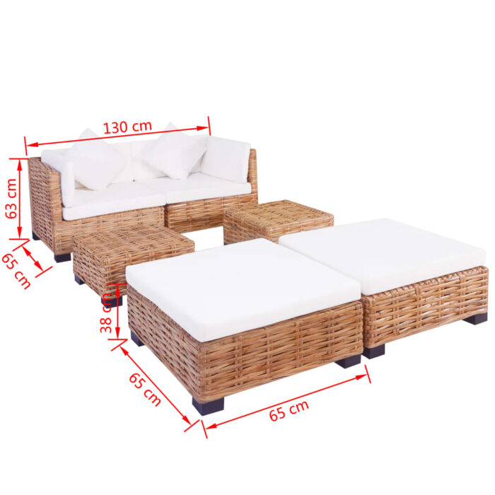 Ensemble de canapés 16 pcs Rotin naturel – Image 8