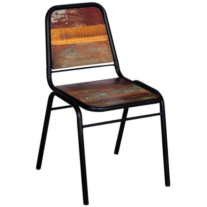 Chaises à manger lot de 6 bois de récupération solide – Image 3