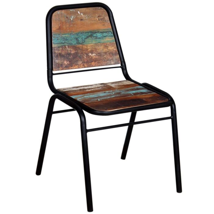 Chaises à manger lot de 6 bois de récupération solide – Image 4